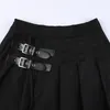 Skirts Dark Gothic Punk Mini Skirt With Straps Garter Harajuku Street Y2k Emo E-Girl Asymmetrica High Waist Pleated Kilt Women