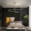 Lampadario moderno a LED con anello in oro per soggiorno Lampada a sospensione moderna per camera da letto Lampada da tavolo per decorazioni per la casa