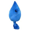 Halloween Blue Water Drop Mascot Traje de alta qualidade Caracteres de desenhos animados Tamanho dos adultos Festa de anivers￡rio de anivers￡rio da festa ao ar livre