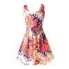 Mode sommar sexig kvinnor tank chiffon strand klänning ärmlös sundress blommor miniklänningar m-xxl 21 färger ankomst w220315