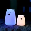 Cute Bear LED Night Light Decoracion Lampara De Noche Ddormitorio Baby Kids Lampada da comodino Sensore tattile in silicone Tap Control 220727
