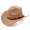 Unisex Volwassen Jazz Fedora Rand Panama Trilby Wolvilt Gesp Outdoor Klassieke Cap Western Cowboy Cowgirl Hoeden Brede Rand Zonnescherm Fe6566263