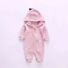 2021 frühling Kids Tales Neugeborenen Baby Strampler Feste Kapuze Dino Jungen Mädchen Strampler Baumwolle Babywear 4 Farben G220510