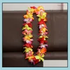 装飾的な花の花輪お祝いのパーティー用品ホームガーデン人工花輪装飾ハワイアンフラワーレイdhgao