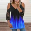 Women's Tanks & Camis Shoulder Pullover Tops Tunic Sleeve Shirt Neck V Women's Blouse Strap Fashion Cold Lace Print Black Compression Wo