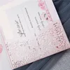 50 Pieceslot Laser Cut Rose Wedding uitnodigingen Trifold Silver Glittery Aangepaste verjaardag wenskaart RSVP -kaarten IC132 2207118966337