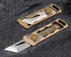 Promotion Small EDC Pocket Knife D2 Satin Blade Brass Handle Outdoor Mini Utility Knives K1605