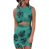 Casual Dresses For Women Printing Sleeveless Hollow Out Twist Bodycon Dress Wrap Slim Long Sun WomenCasual