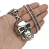 Pendant Necklaces Men's High Quality Metal Large Double Skull Biker Necklace