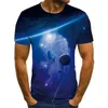 Camisetas masculinas 2022 Summer Round Neck Fashion Planet 3D Camiseta de manga curta de manga curta T-shirt personalizada Top Graphic