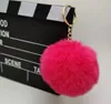 8 سنتيمتر Pompom Bag Keychain Rings Car Keyring Gold Color Chains Pompons Fake Faux Rabbit Fur Charms Chain DIY Pom Poms Balls Women Bag Pendant Jewelry Gifts