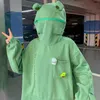 Erkek Hoodies Sweatshirts Harajuku Kadın Hoodie Frog Pullover Kış Haddeleme Kapşonlu Sıradan Sonbahar Nakış Gevşek Üst Bebek Dekorasyon