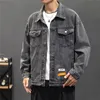 Denim Jacket Men Fashion Motorcycle Jeans Jackets Mens Causal Oversized Cotton Casual Black Blue Denim Jacket Man Outerwear Coat 220815