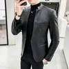 Marka odzieży moda Wysokiej jakości skórzana kurtka męska mężczyzna Slim Fit Business Skórzowy garnitur/Man Blazers S-5xl 220527