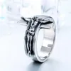 10Pcs Jesus Cross Ring For Men's Index Finger Band Ring Creative Retro Religious Jewelry