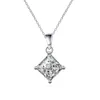 Certified Princess Cut Naszyjnik 2CT Stworzony Diamentowy Naszyjnik Solidny S925 Srebrna biżuteria ślubna 220813