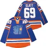 Männer College Halifax Highlanders 69 Doug Glatt Trikot Eishockey The Thug GOON Movie Team Farbe Blau Alle Nähte für Sportfans Vintage Atmungsaktive Universität