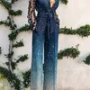 Elegant Button Shine Patchwork Jumpsuit Fashion Lapel Lace-Up Lady Office Romper Vintage High Street Slim Pocket Women Playsuits 220705