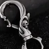 Persoonlijkheid grote schedel roestvrij stalen ketting heren skelet keychain hanger sieraden voor vader geschenken touw ketting 4mm 22 inch