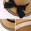 Berets Sommer Breite Krempe Panama Frauen Bast Gorros Outdoor Urlaub Sonnencreme Stroh Hut Frau Strand Sonnenhüte Bogen Falten Kappen 2022