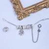 2022 New Charm Bracelet Hollow Pink Crystal Tree of Life Pendant Safety Chain European Charm Beads Bangle Fits Pandora Charm Bracelets & Necklace