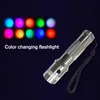 led Torch Colorshine Color Changing Flashlight 3W Aluminium Alloy Multicolor Rainbow Torch for home party Holiday200f