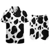 Men's Tracksuits Black White Cow Print Men Sets Spots Pattern Casual Shirt Set Hawaiian Fitness Outdoor Shorts Summer Suit 2 2761