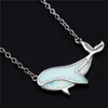 Pendant Necklaces Cute Female Whale Necklace Rose Gold Silver Color Chain Vintage White Blue Opal For WomenPendant