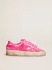 Sole Dirty Shoes Designer Luxe Italiaanse Vintage Handgemaakte Stardan Dames Neon Roze Leer en Mesh Sneakers