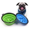 Collapsible Slow Feeding Pet Bowl Silicone Outdoor Travel Portable Puppy Food Container Feeder Dish Bowl