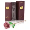 Couronnes de fleurs décoratives Rose trempée en or 24 carats dans une boîte avec support Cadeaux d'amour éternel artificiel pour toujours pour l'anniversaire de la Saint-Valentin W6979517