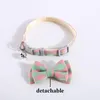 Dog Collars & Leashes Cute Plaid Bow Cat Collar With Bell Cotton Bowknot Kitten Necklace Safety Buckle Adjustable Neck Tie For Dogs Accessor