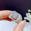 Кластерные кольца 5CT Moissanite Мужское кольцо 925 Silver Beauul Firecolour Diamond заменить роскошную свадьбу для couplescluster3128590
