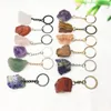 Natural Rough Stone Quartz Keychain Ring For Women Men Handbag Hangle Car Key Holder Raw Mineral Stones Keyring Jewelry