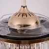 48Inch Crystal Chandelier Ceiling Fan Lamp With Invisible ABS Blades Dimming Changeable Remote Control 110V 220V Gold 42inch