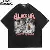 Hip Hop Streetwear Washed T-Shirt Children Letter Print T Shirt Harajuku Cotton Casual Tshirt Men Summer Short Sleeve Tops 220621
