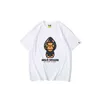 Kort sommarhylsa Blå hajhatt Liten Monkey T-shirt Tryckta män och kvinnors Casual Short Sleeve Fashion