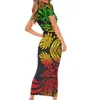 Casual jurken streetwear vrouwen lange elastische korte mouw sexy dame bodycon samoan polynesische tribale patroon vrouw maxi jurk