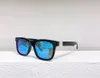 Квадратные синие Зеркальные Солнцезащитные очки Блестящие Черные Рама Мужчины Солнцезащитные Очки Sonnenbrille Wrap Occhiali Da Sole UV Очки с коробкой