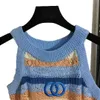 Kadın Tankları Camis Designer Sweaters Kadınlar Knits Tasarımcı T-Shirt Top Yüksek kaliteli desen Kısa Kollu Örgü Kadın Yelek Süsanlar Örgü Tişörtleri F2XM