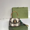 classic mini tote bag luxury designer featured bamboo handle high quality leather exquisite lock handbag