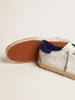 Scarpe casual per coppie firmate di lusso versione top Sneakers Super-Star da uomo in pelle bovina italiana fatta a mano con stella in pelle scamosciata e linguetta blu sul tallone piccola