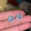 Vecalon New chegada amigos 18k Earros de ouro brancos de ouro Big Brincos de diamante para mulheres zircão