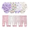 Pamuk 6/8pcs doğumlu erkek bebek kıyafetleri 0-12m sonbahar bodysuits pantolonlar erkek bebek giyim setleri tam kollu bebek kız kıyafetleri 220509