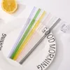 20cmReusable Eco Borosilicate Glass Drinking Straws Clear Colored Bent Straight Milk Cocktail Straw High temperature resistance DH8888