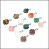 Charms smyckesresultat Komponenter natursten 16x20mm Cross Rose Quartz Lapis Lazi Turquoise Opal Crystal Pendant Charm Dhdib