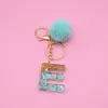 Favor Keyring with Letter Charm Plastic Alphabet Keychain A-Z Letter Sparkly Glitter Key Chain Women Gift Bag Ornaments