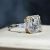 Klasyczny 100% 925 Sterling Silver Utworzone Moissanite Aquamarine Citrine Sapphire Ring Party Pierścionki Ślubne Kobiety Fine Jewelry