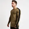 Casual Long Hermes Cotton Tshirt Men Gym Fitness T Shirt Bodybuilding Skinny Tee Tops Man Running Training Workout Clothing 220813