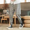 MRGOLDENBOWL MEN'S PLAID STRAIGHT HAREM PANTS KOREAN MAN LOSE ANKLELENGTH OUNCOUNSERS COLLES STREETWEAR MALE CASUAL SWEATPANTS 220816